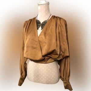 HYFVE Burnt Orange Top Blouse w/ Balloon Sleeves